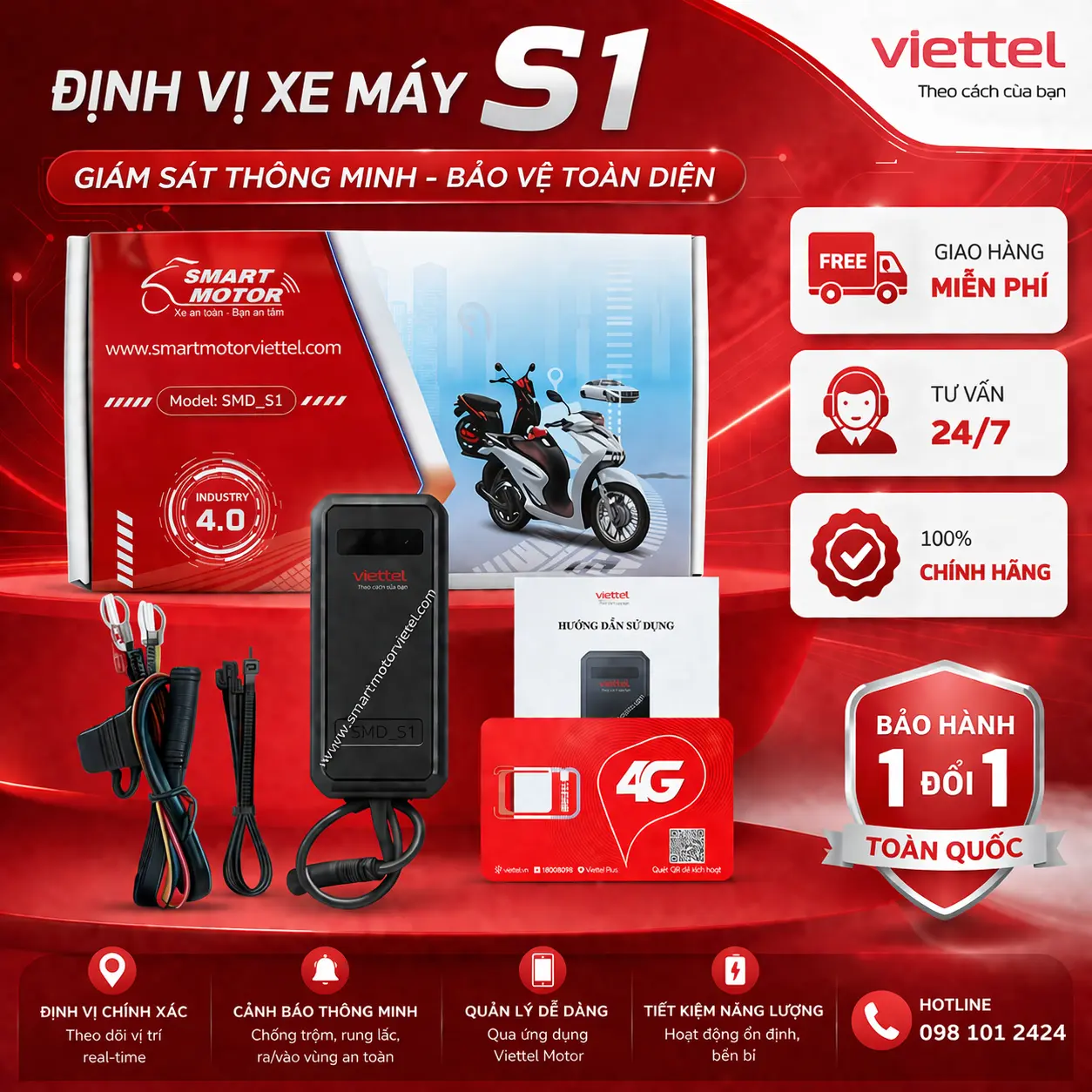 Định vị xe máy Viettel S1 - Chuyên định vị