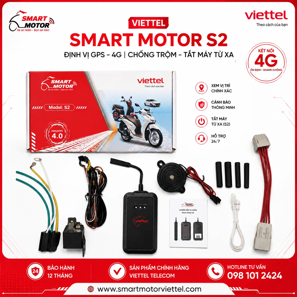 Smart Motor S2 định vị kết hợp chống trộm xe máy
