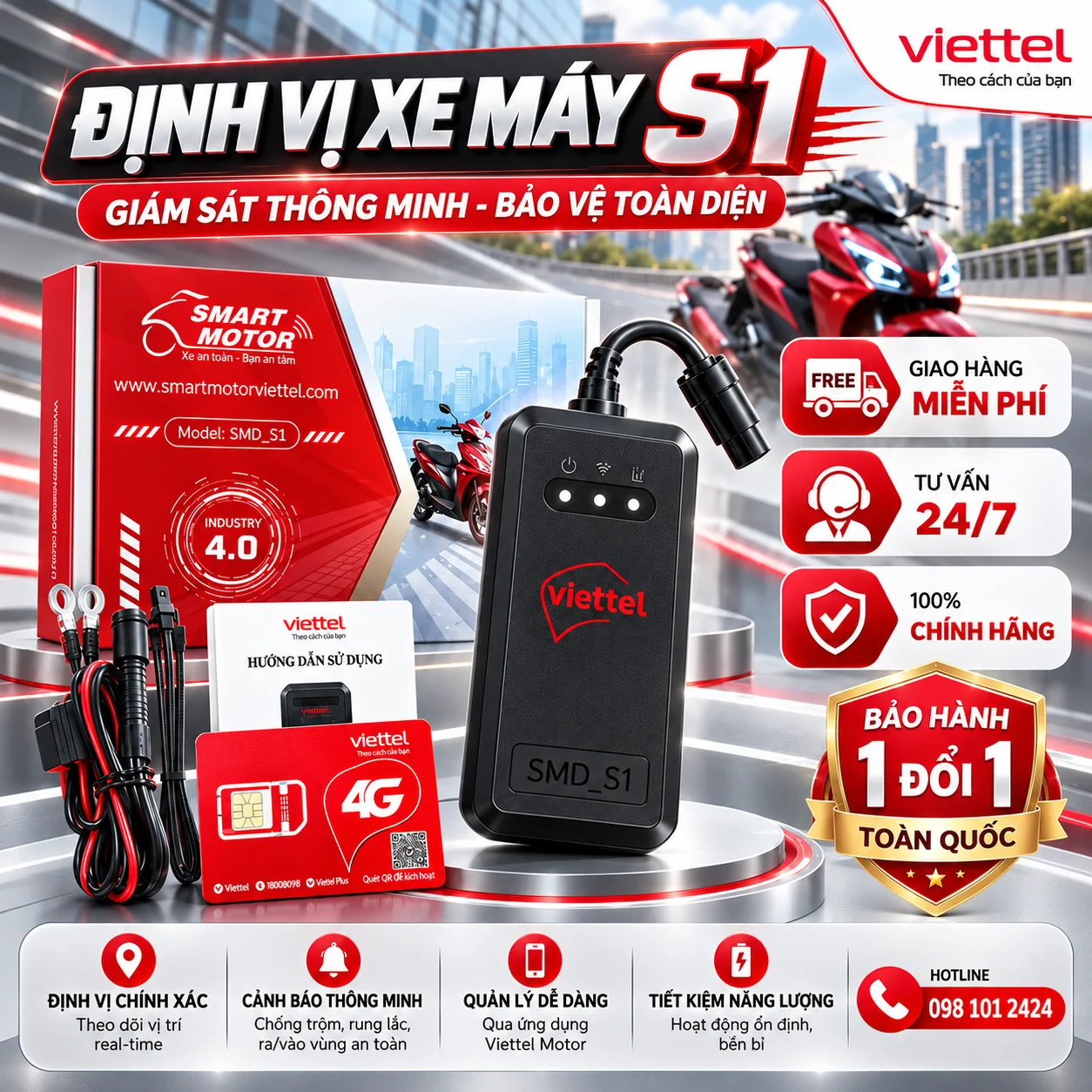 Định Vị Xe Máy Viettel S1 – Biết Xe Ở Đâu 24/7, App Miễn Phí Trọn Đời