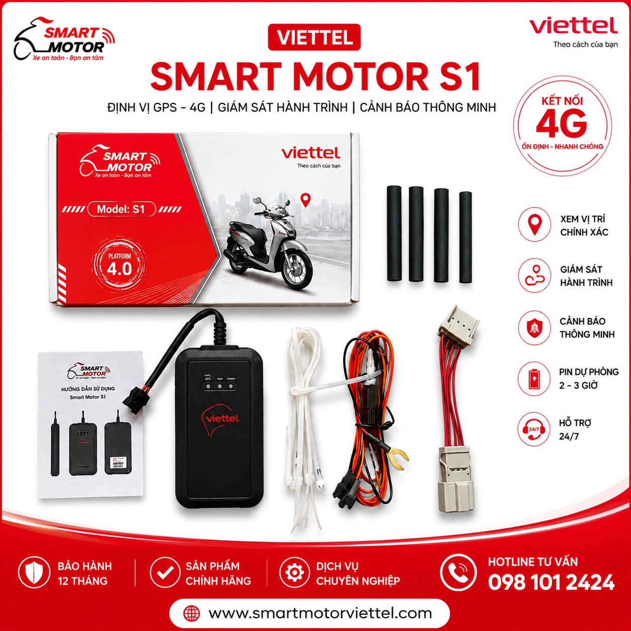 Smart Motor S1 thiết bị định vị và quản lý xe máy